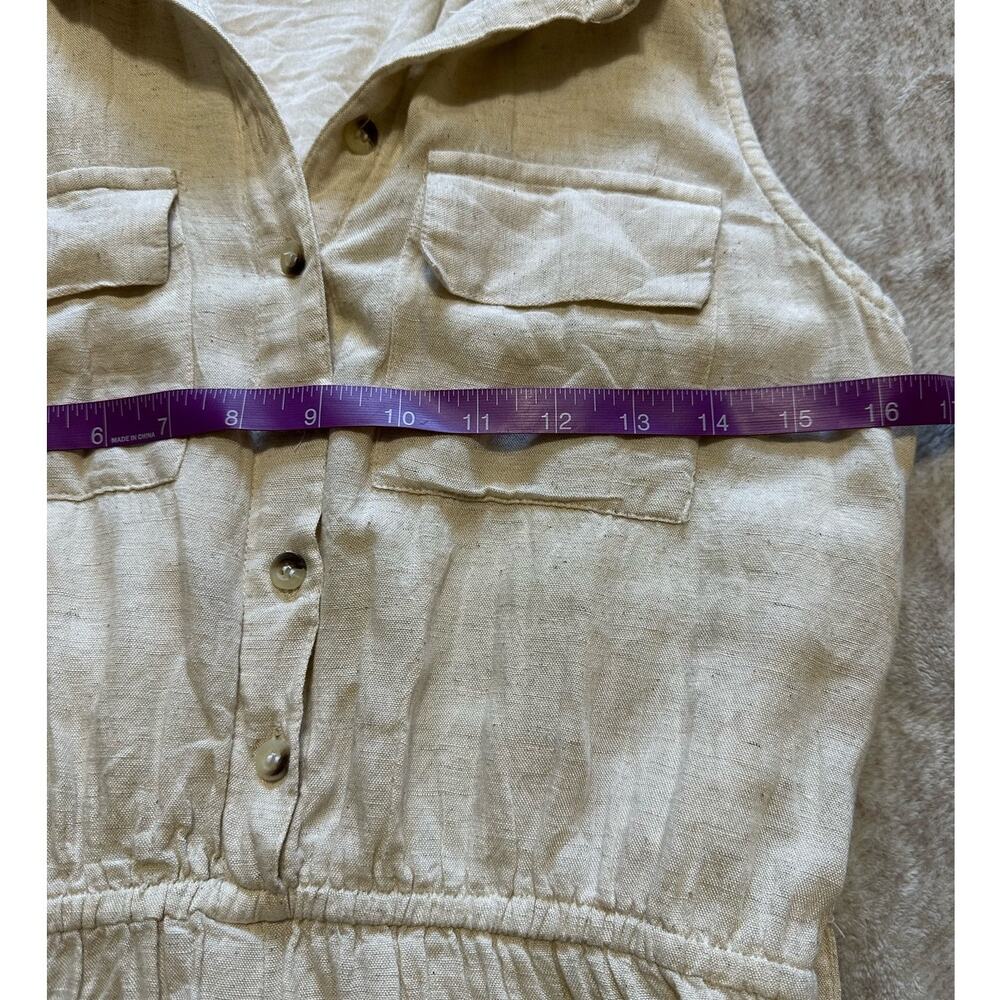 Sim & Sam Oatmeal Linen Blend Utility Romper Sleeveless Safari Resort Size M - Picture 9 of 11
